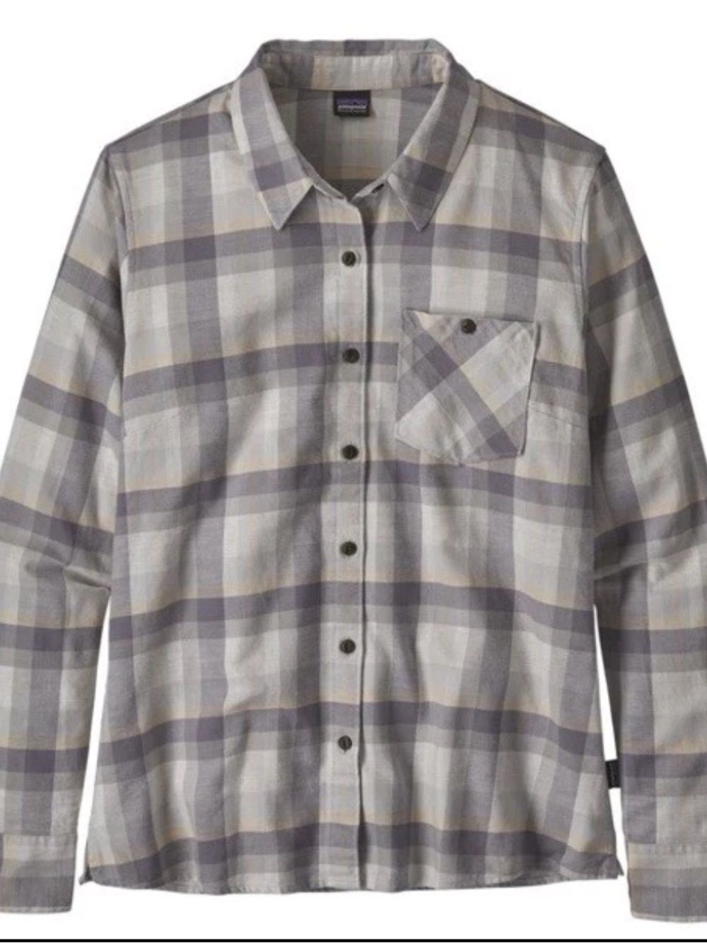 Patagonia Organic Cotton Plaid Flannel Outdoors Button Down Shirt Sz 12 White
